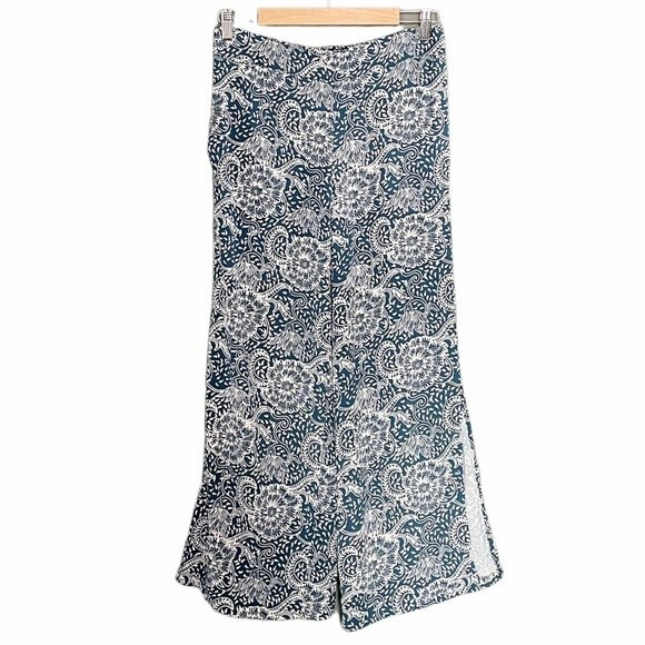 Anthropologie Maeve Blue Tile Print Flowy Pants Size SP Small Petite Boho Summer - Picture 2 of 12